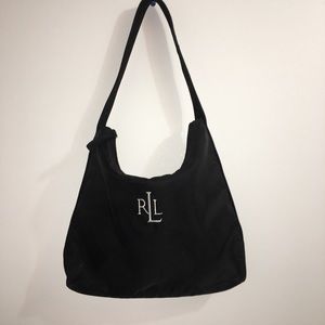 Lauren Ralph Lauren Black Logo Nylon Shoulder Bag
